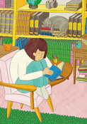 Moment de lecture cosy dans une biblioth&egrave;que